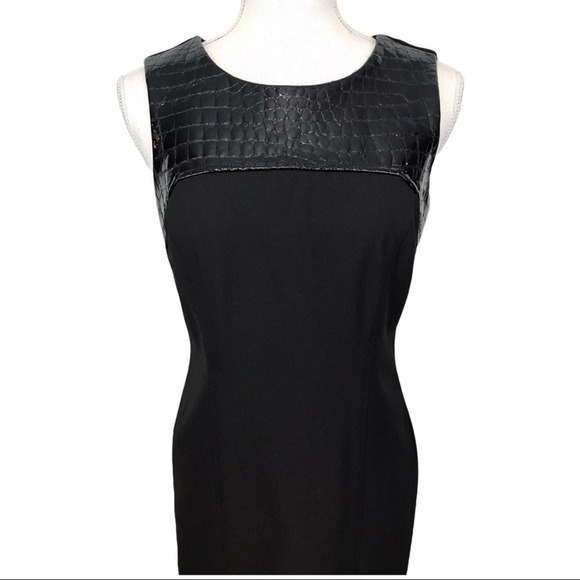 Donna Degnan sheath midi dress leather patch 2 - Picture 5 of 13